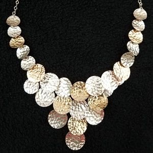 Multi-metal disc collar necklace